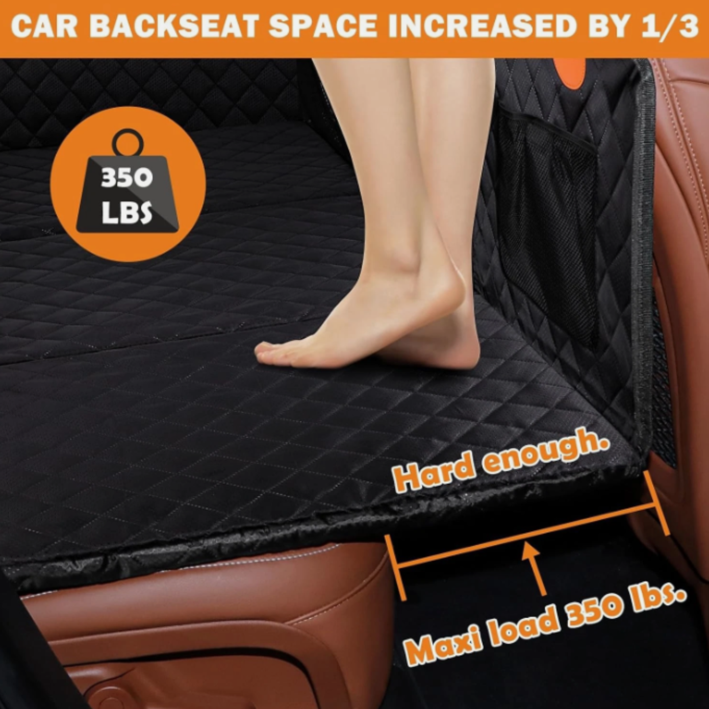 Zoda CloudTravel™ Hard Bottom Seat Extender & Hammock | Waterproof Bridge for Dogs (Black)