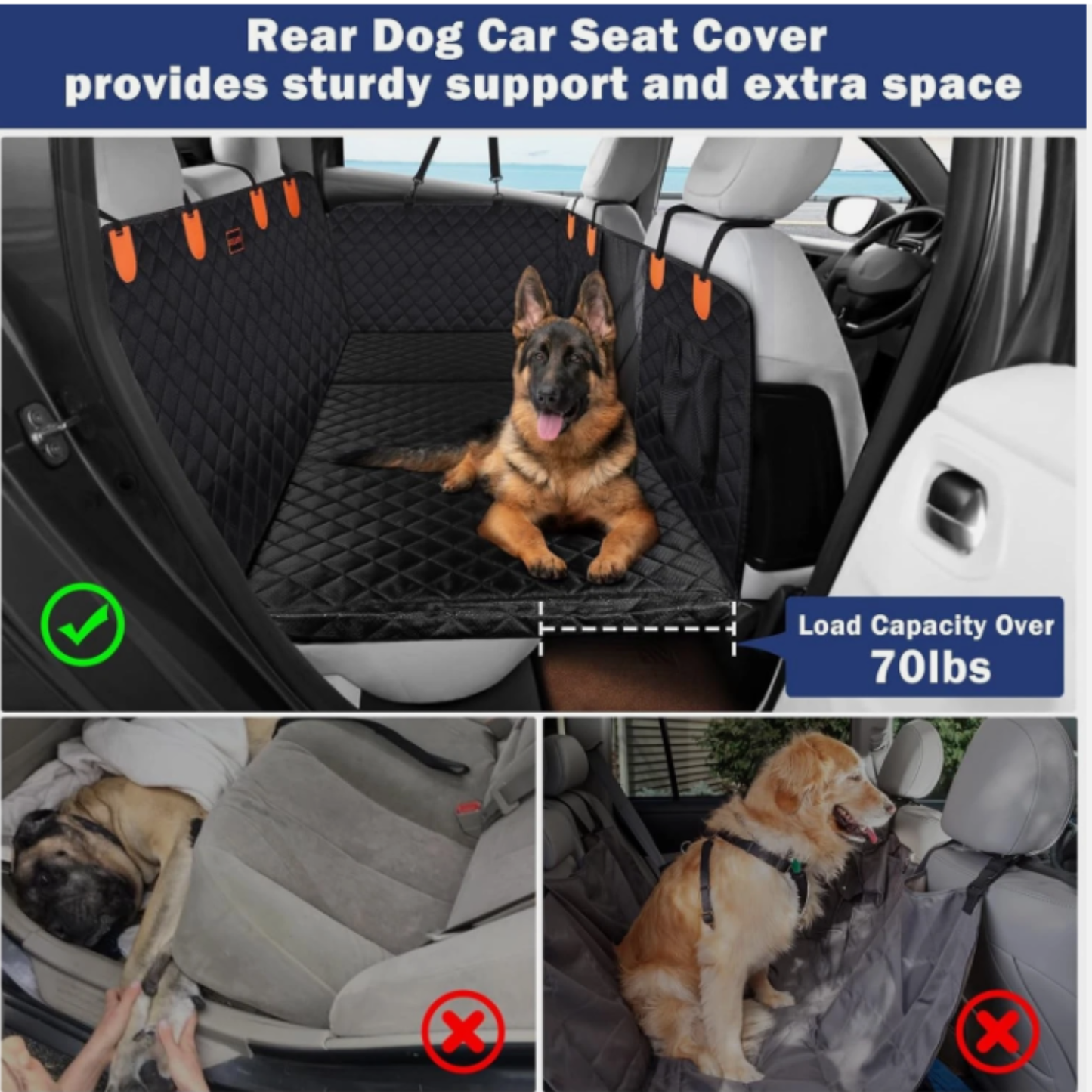 Zoda CloudTravel™ Hard Bottom Seat Extender & Hammock | Waterproof Bridge for Dogs (Black)