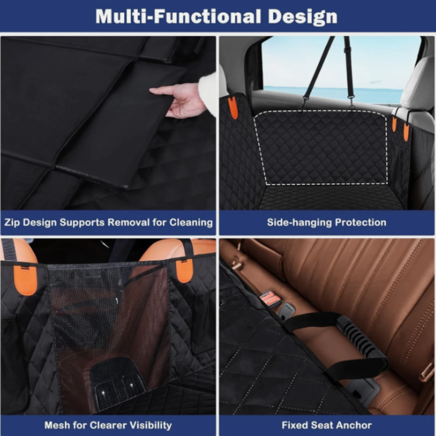 Zoda CloudTravel™ Hard Bottom Seat Extender & Hammock | Waterproof Bridge for Dogs (Black)