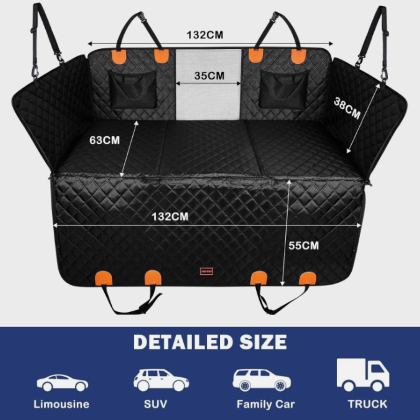 Zoda CloudTravel™ Hard Bottom Seat Extender & Hammock | Waterproof Bridge for Dogs (Black)