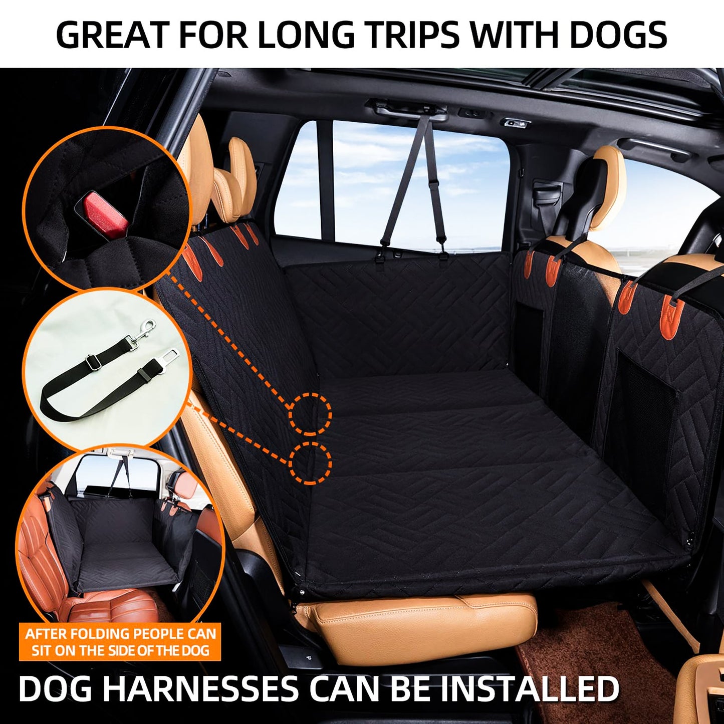 Zoda CloudTravel™ Hard Bottom Seat Extender & Hammock | Waterproof Bridge for Dogs (Black)
