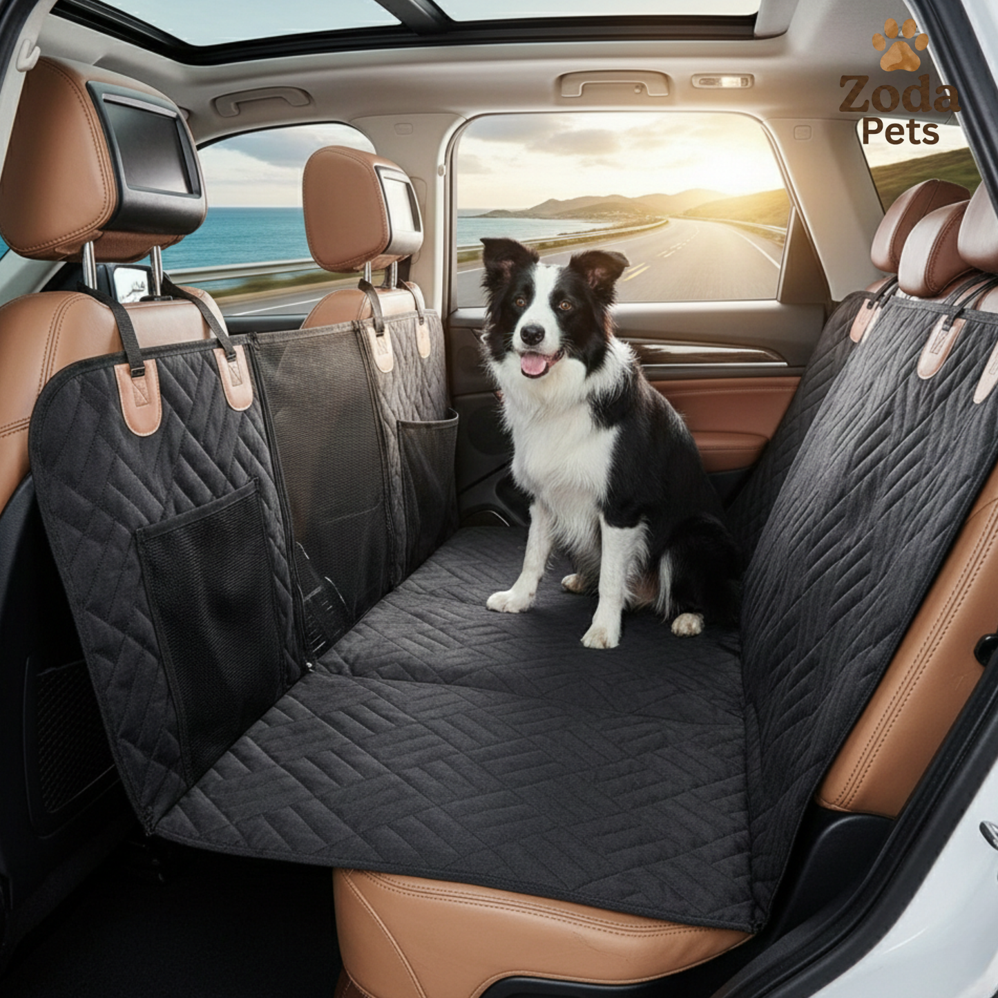 Zoda CloudTravel™ Hard Bottom Seat Extender & Hammock | Waterproof Bridge for Dogs (Black)