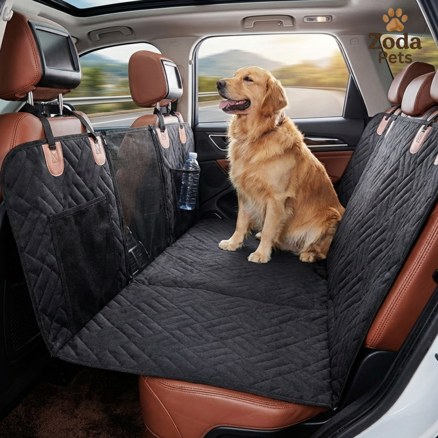 Zoda CloudTravel™ Hard Bottom Seat Extender & Hammock | Waterproof Bridge for Dogs (Black)